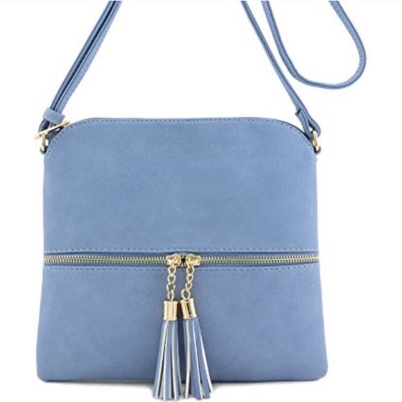Baby Blue Tassel Zipper Crossbody Bag - Picture 2 of 4